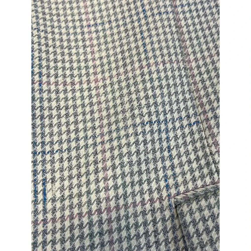 Alan Lebow for Hartz Mens Houndstooth Blazer Sport Coat Tan Blue Plaid Sz44 READ